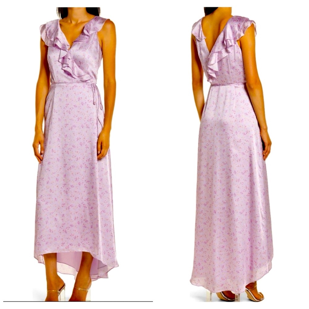 Wayf Sylvia Sleeveless Ruffle High/Low Wrap Dress